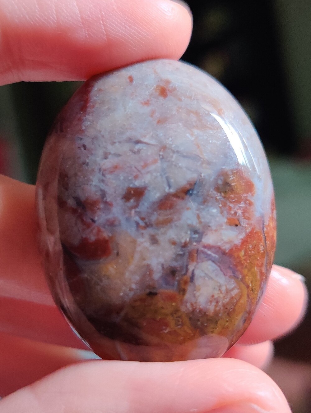 Polished Brecciated Jasper Palm Stone - Red, Brown & Gray Tones